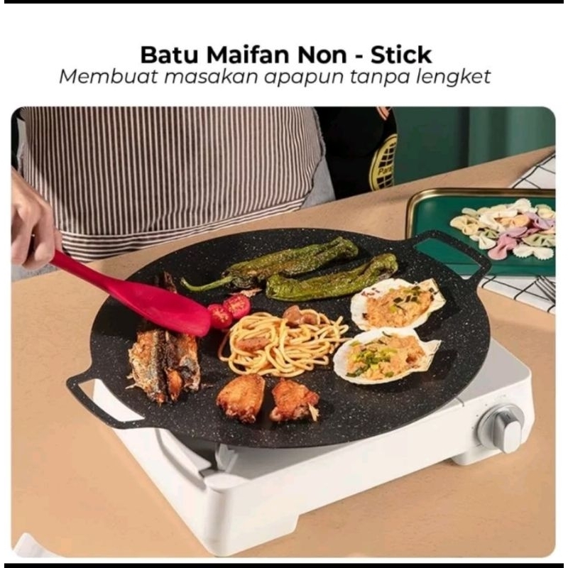 wajan konduksi 34 cm wajan grill barbeque BBQ anti lengket wajan serbaguna panggang