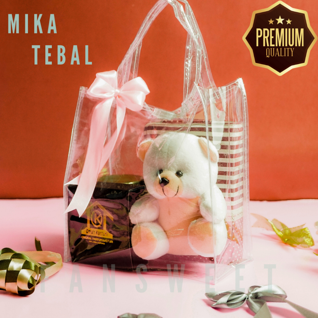 Tas Mika Full Transparan Uk. 20x10x20 Souvenir Hampers Tote Bag Ulang tahun