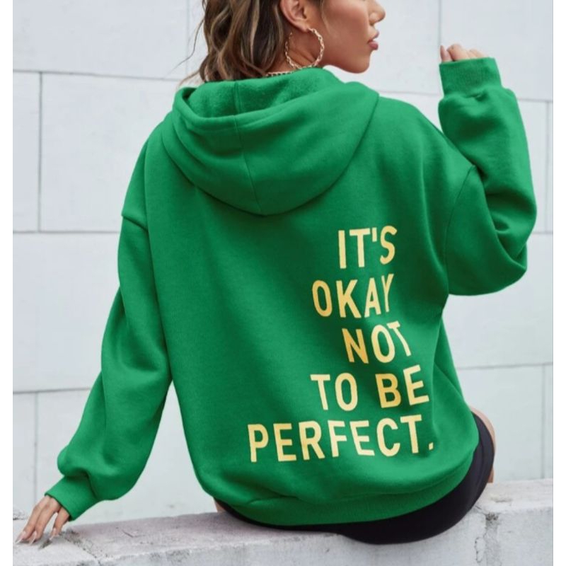 it's okay no to be perfect hoodie cewek wanita