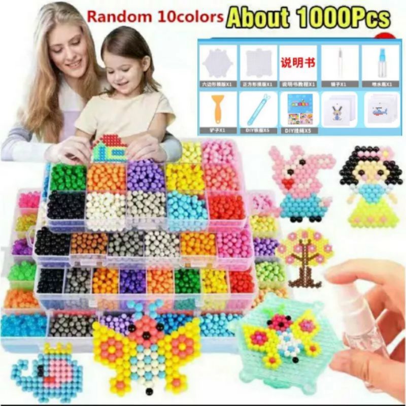 1000 pcs Mainan beads Refill 10 warna Transparan / Magic Beads / Diy