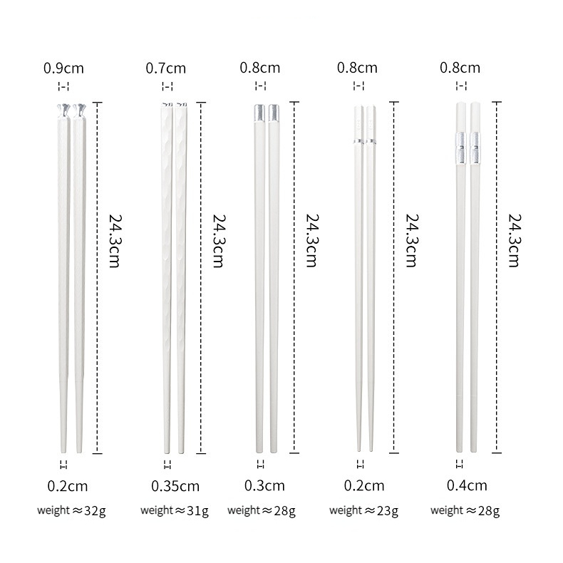 KANGJUNWEISHI Sumpit Makan Japanese Chopstick 5 Pasang - KJ-24 - White/Silver
