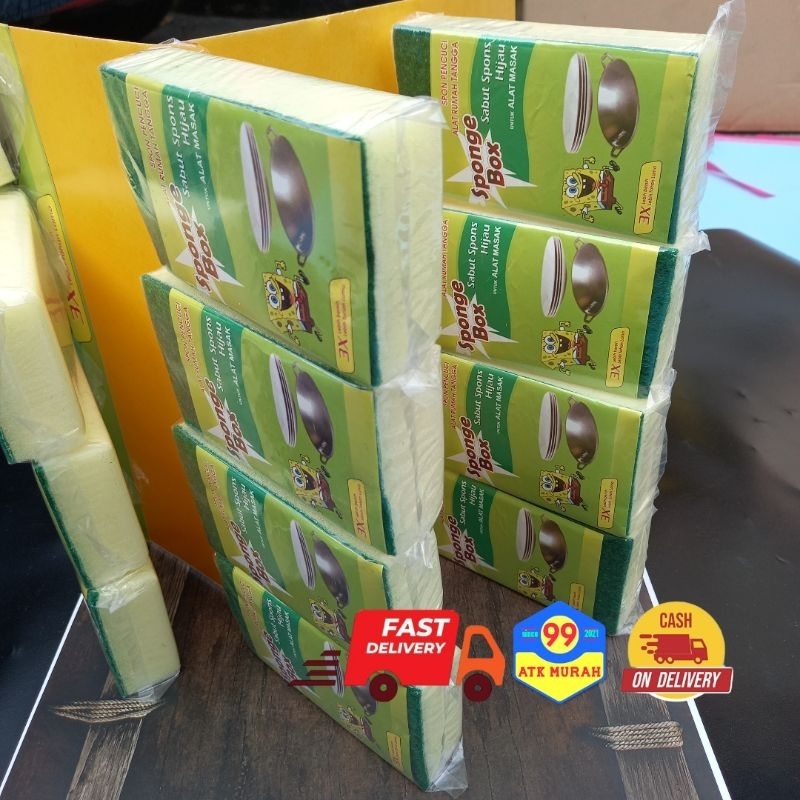 Spongebox 12pcs - Spon Cuci Dapur/Gosok Panci/Spons Cuci Piring