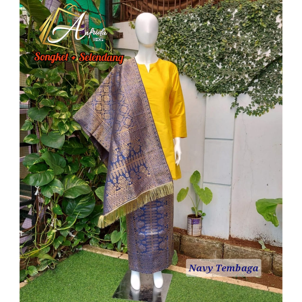 DISKON... Rok Lilit Songket MESIN Palembang Asli Free Selendang / Bawahan Lilit Songket Melayu Free 