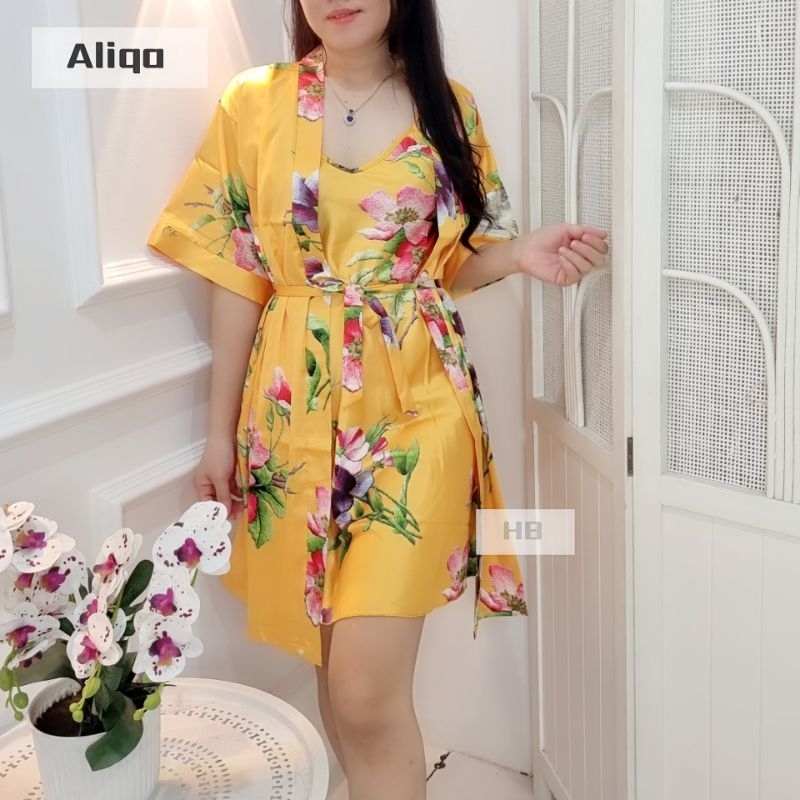 DASTER KIMONO SEXY 2IN1/ DRESS SATIN SATU TALI IMPORT PREMIUM