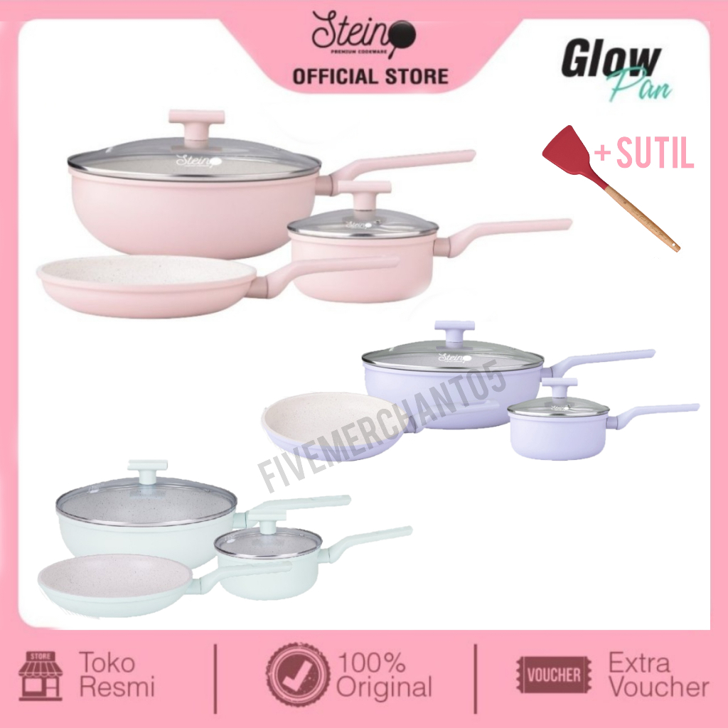 Panci Steincookware Paket Glow Pan Series Set Panci Stein Granite Glow Wok Pan Frypan Sauce Pan Stein Cookware