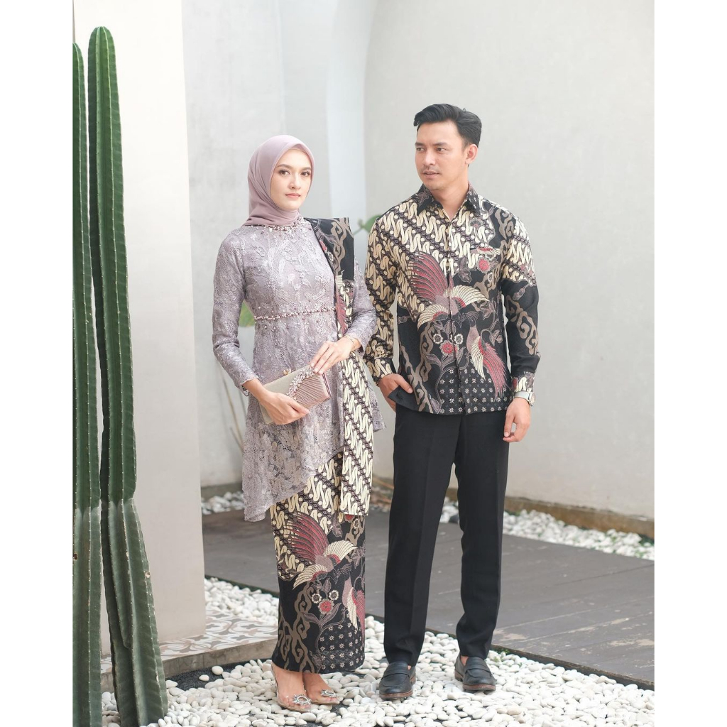 Kebaya Couple Zara Modern Wisuda Tunangan Lamaran Baju Kondangan Set Couple Pasangan Batik Brukat Terbaru