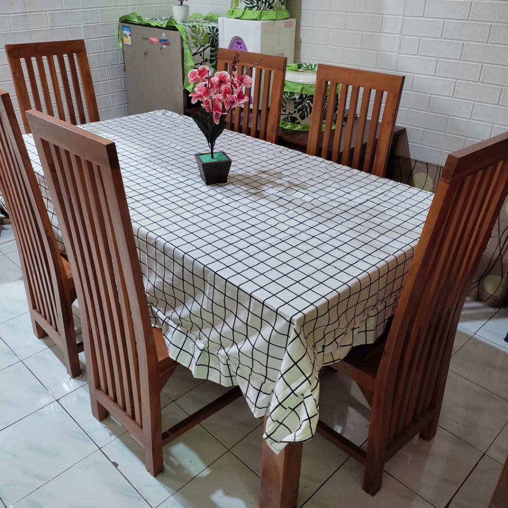 [✅COD] Taplak Meja Aesthetic Panjang 140x220 Kain Katun Model Rumbai Perlengkapan Dekorasi Ruang Makan Dapur Ruangan Tamu Rumah