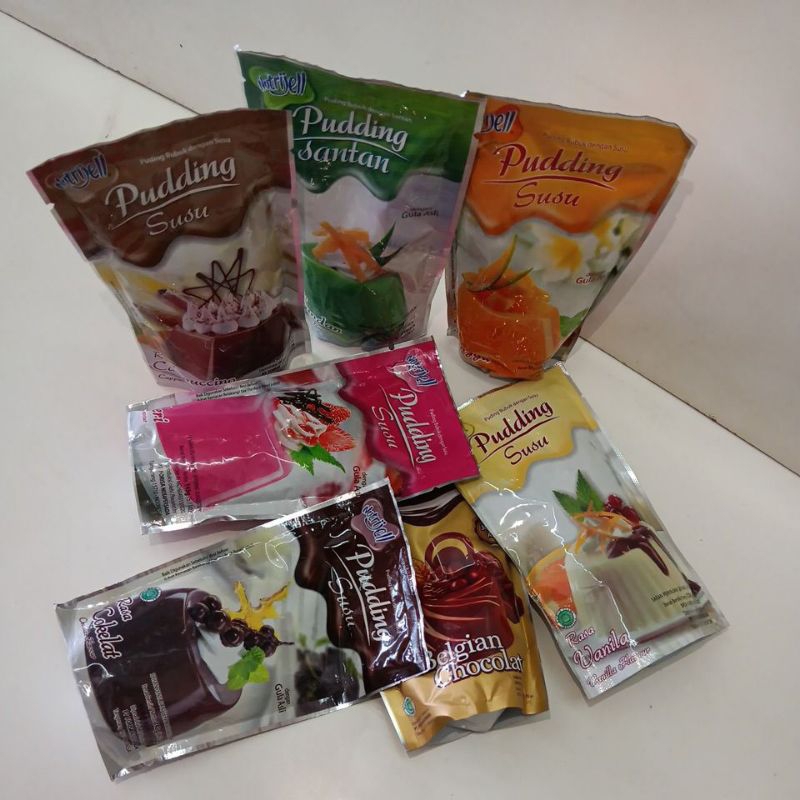 

Pudding Susu Nutrijell Aneka Rasa coklat/mangga/vanilla/strawberry/belgian chocolate/pandan/cappucino