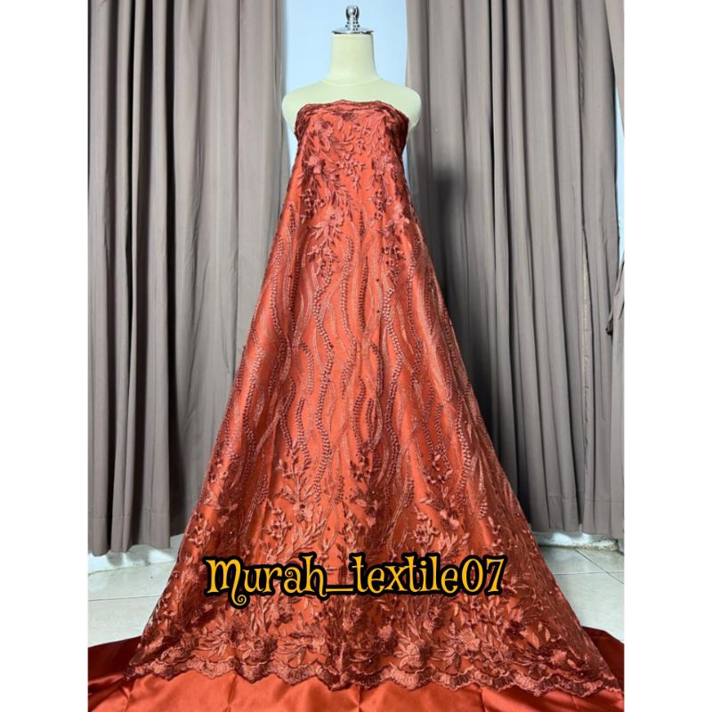 Kain Tile Tulle / Bordir pinggiran/Bahan kebaya harga per 0, 5m