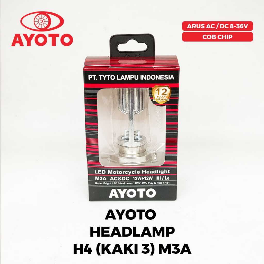 [AYOTO] LAMPU DEPAN (HEADLAMP) H4 LED M3A AC DC UNTUK MOTOR LAKI