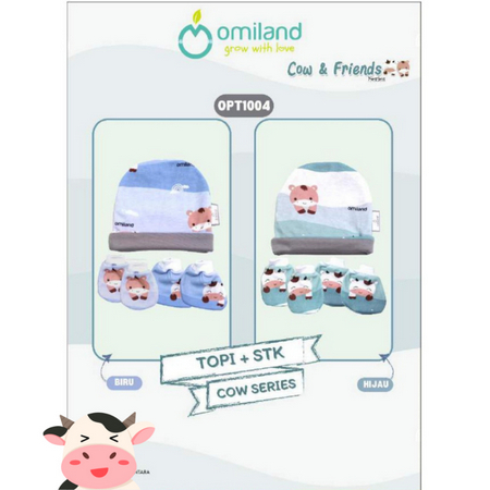 OMILAND TOPI SET SARUNG TANGAN KAKI SERIES COW OPT1004