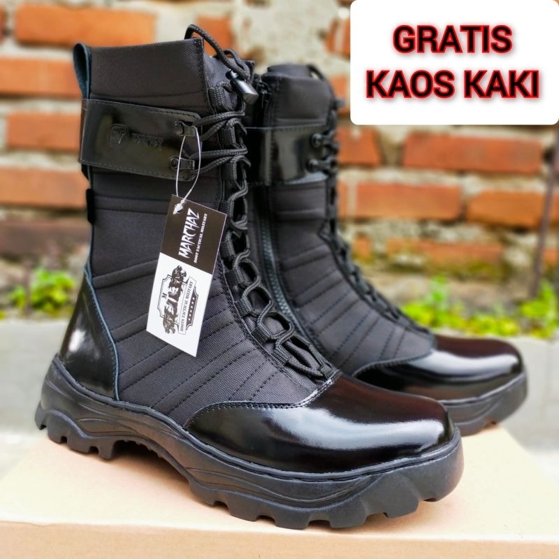 SEPATU PDL NINJA SOL ARMY KULIT SAPI ASLI KILAP GLOSSY MERK MARCHAZ SEPATU PDL DINAS LAPANGAN UNTUK TNI POLRI SECURITY SATPAM