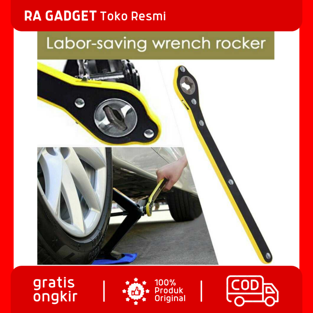 Kunci Pas Dongkrak Mobil Ratchet Jack Wrench Rocker Auto Labor-saving / Tongkat Alat Kunci Tuas Puta