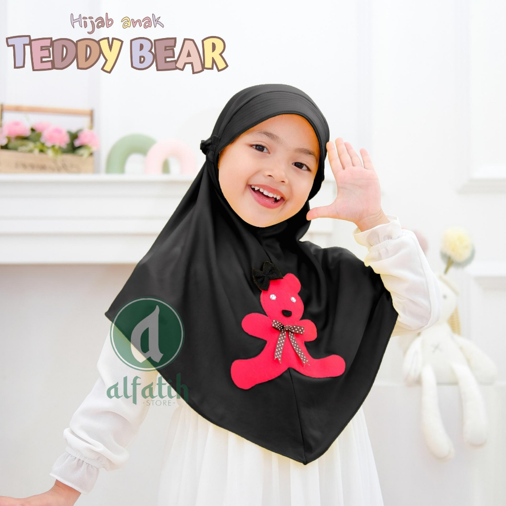 JILBAB ANAK TK - SD TEDDY BEAR / BERUANG / JILBAB ANAK USIA 4-7 TAHUN / PAKAIAN MUSLIM ANAK PEREMPUAN / KERUDUNG ANAK TK / HIJAB ANAK TK-SD KHIMAR ANAK