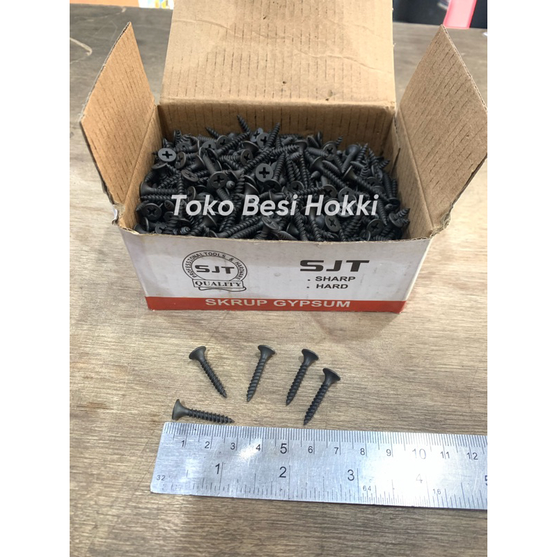 (1ktk=1kg) Skrup Gypsum SJT / Sekrup Gypsum Hitam SJT (1 Inc)
