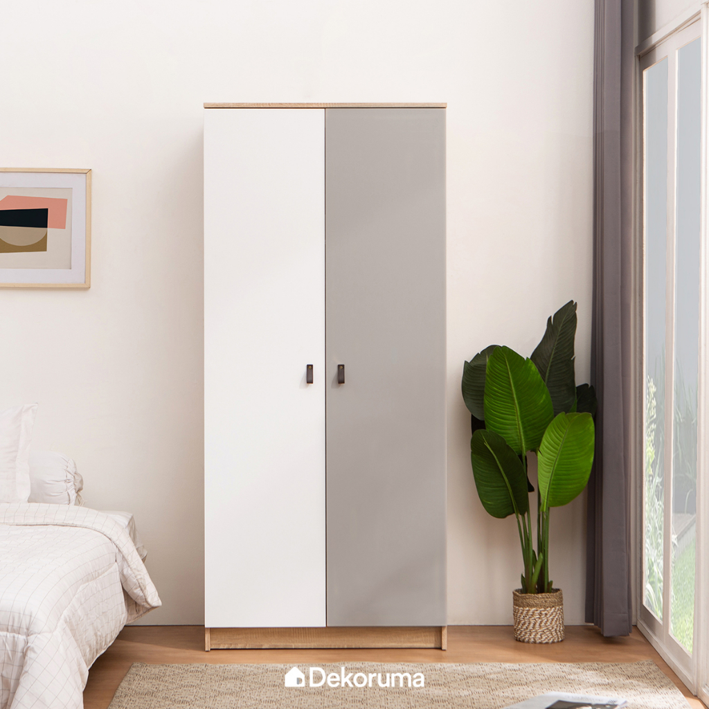 Dekoruma RUNA Lemari Pakaian Kayu 2 Pintu - Wardrobe Minimalis