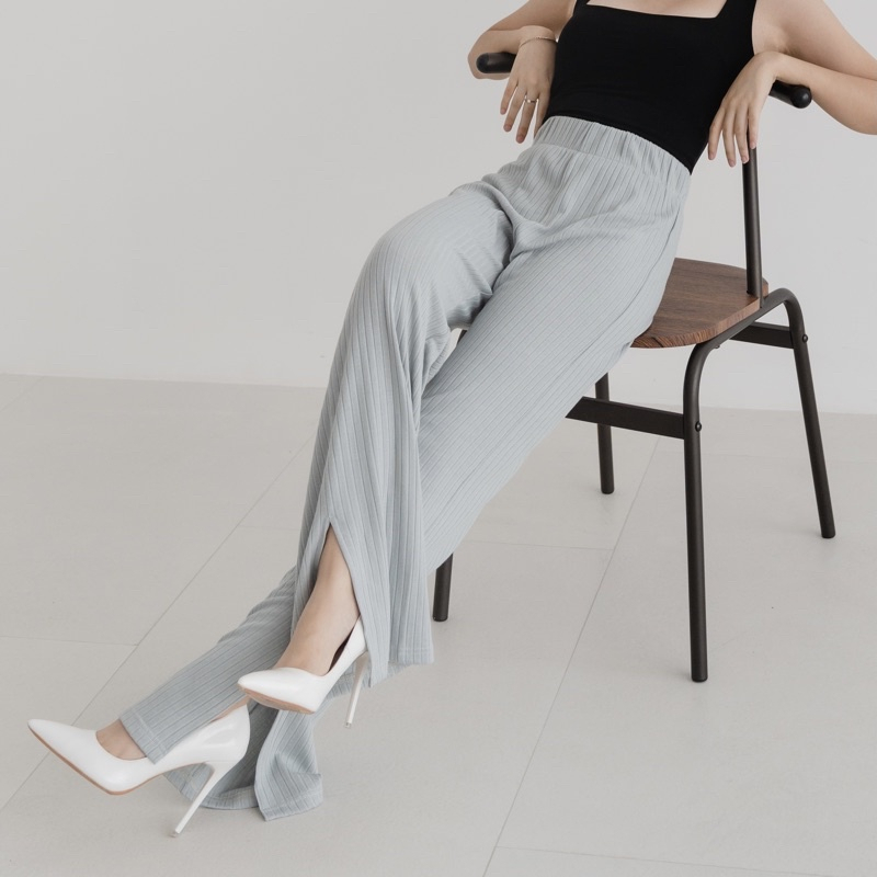 ZEE Knit Pants - Celana Knit Hornet - Cullote Pants Slit- Kulot Knit- Kulot Wanita