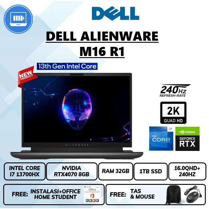 Laptop Dell Alienware m16 r1 rtx4070 8gb i7 13700hx 16&quot;