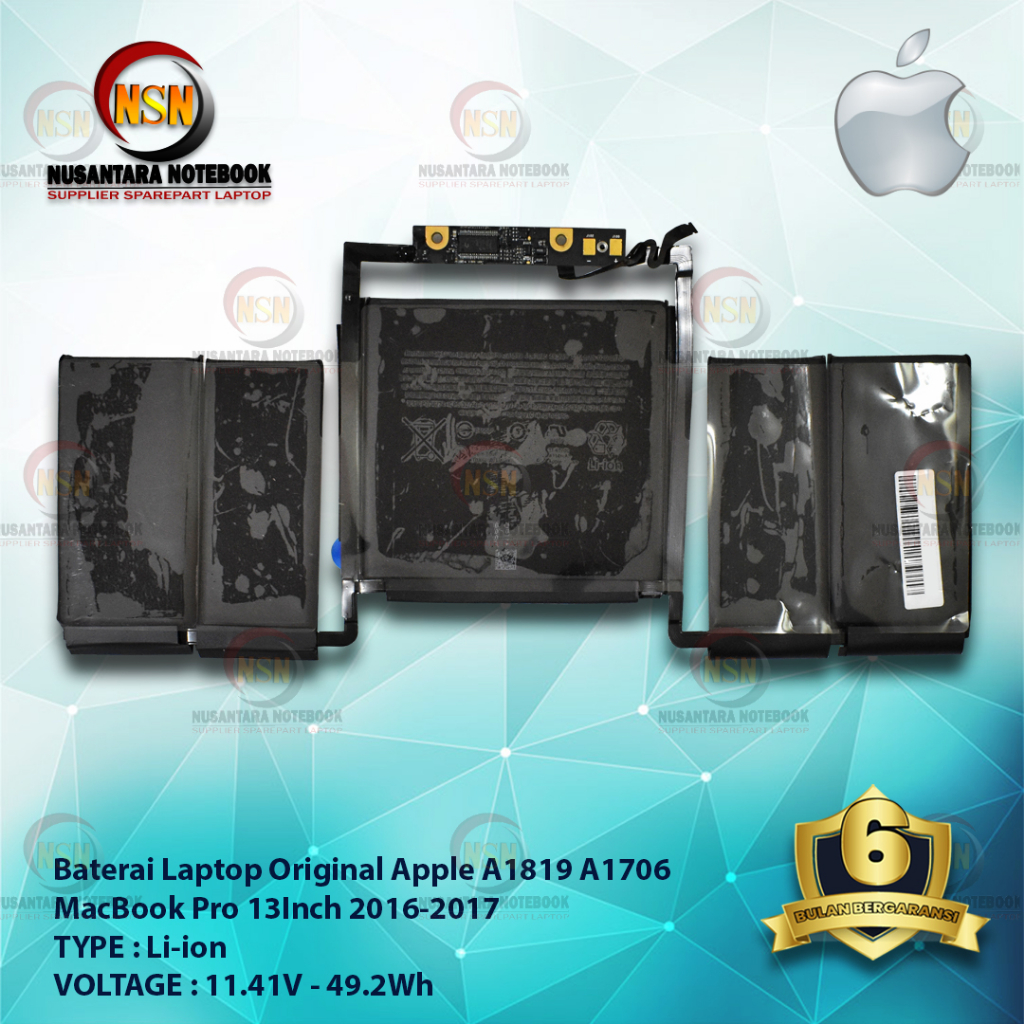 Baterai Apple ORI A1819 A1706 Mac Pro 13&quot; 2016-2017 11.41V 49.2Wh