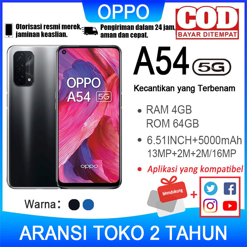 OPPO A54 RAM 6/128G ARANSI TOKO 2 TAHUN [5000mAh,13MP Quad Camera, 8.4mm Thickness]