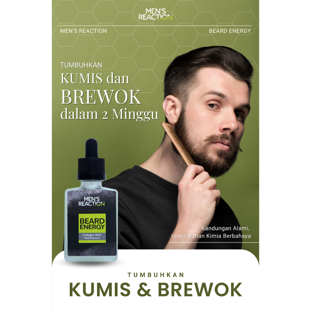 Mens Reaction Beard Energy Obat penumbuh bulu brewok jenggot jambang alis Penumbuh Jenggot Penumbuh Brewok Penumbuh Rambut Penumbuh Alis Organico Penumbuh Kumis