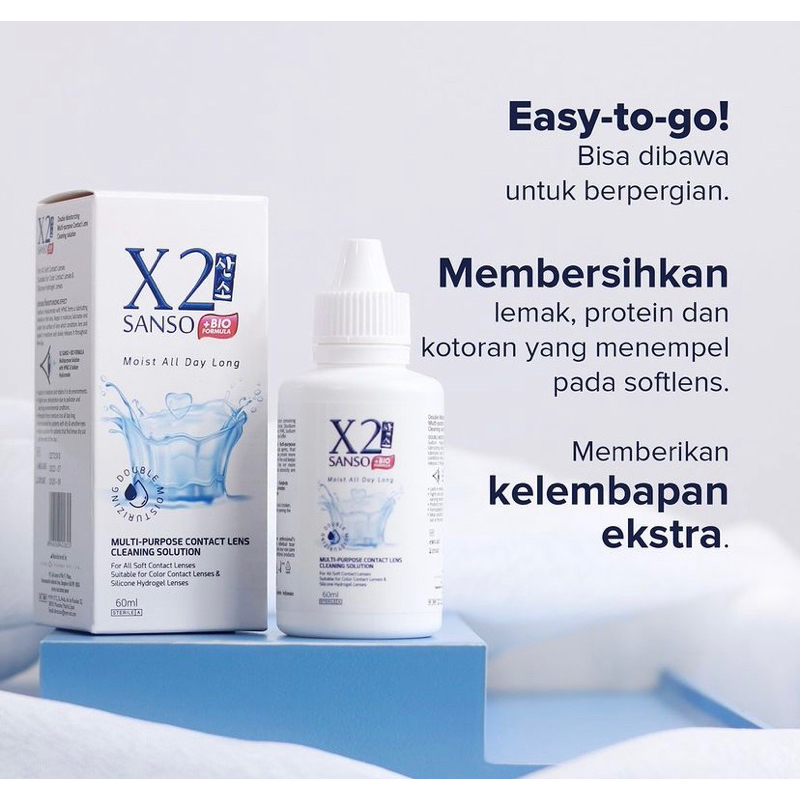 Cairan Softlens X2 SANSO + BIO FORMULA SOLUTION 60ml | Cairan pembersih &amp; rendam softlens ukuran 60ml