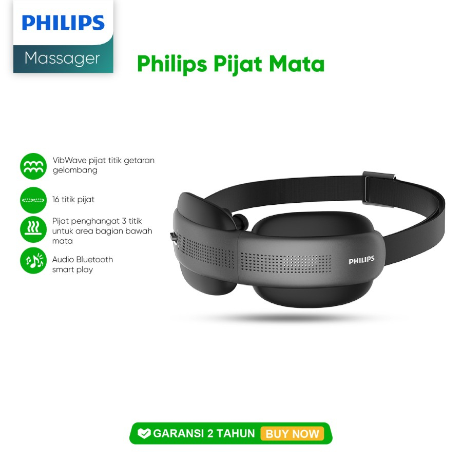 Philips PPM2522 Eye Mask Massage Vibration Three Temperature Not Squeeze Eyes Alat Pijat Mata Hot Compress Music Bluetooth Type-C Charging Cable