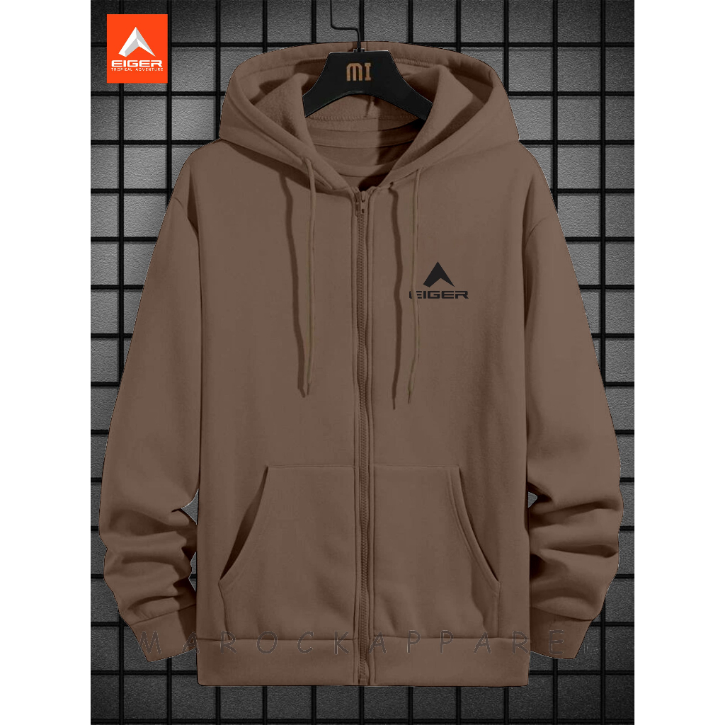 Sweater Hoodie Pria - Sweater Hoodie Distro Pria Zipper Logo Eiger