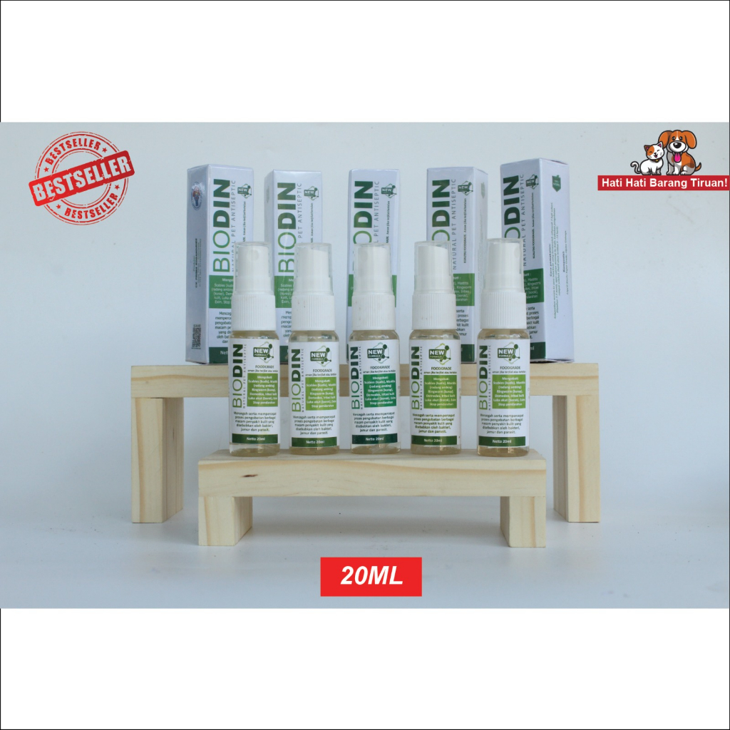 Obat Scabies/Jamur Kucing Kelinci Anjing Biodin Antiseptik Herbal Paling Ampuh 20ML