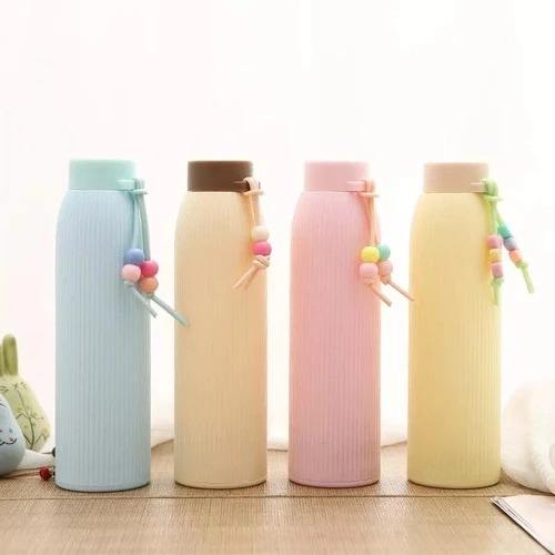 botol minum kaca macaron 500ml / botol kaca polos warna lucu / tumbler macaron kaca