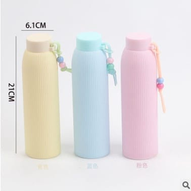 botol minum kaca macaron 500ml / botol kaca polos warna lucu / tumbler macaron kaca