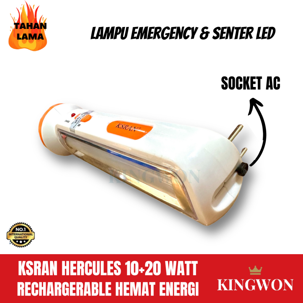 SENTER LAMPU LED DAN EMERGENCY RECHARGEABLE FLASHLIGHT CHARGER 10W +20W 2 IN 1 SUPERTERANG HEMAT ENERGI LAMPU EMERGENCY