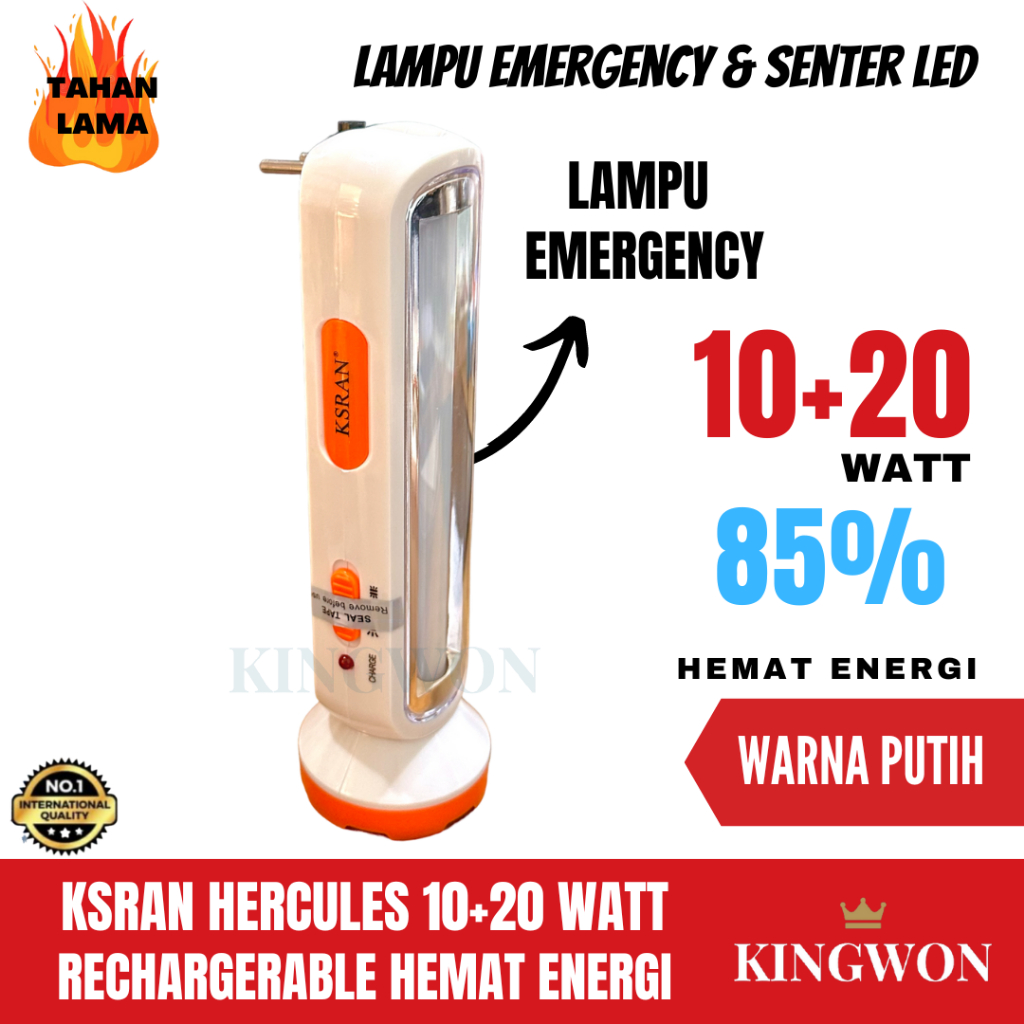 SENTER LAMPU LED DAN EMERGENCY RECHARGEABLE FLASHLIGHT CHARGER 10W +20W 2 IN 1 SUPERTERANG HEMAT ENERGI LAMPU EMERGENCY