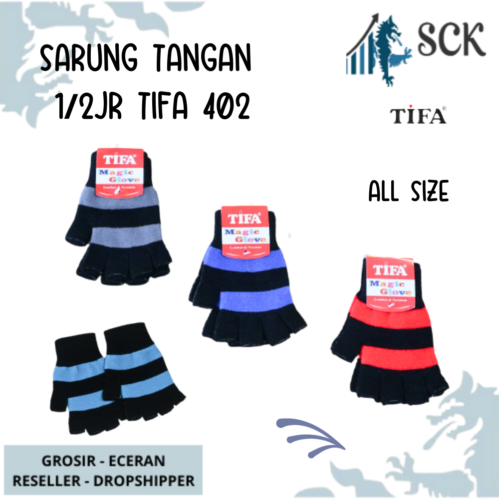 Sarung Tangan TIFA 402 1/2 Jari Garis Salur Polos TIFA KODE 402 1/2 JARI GARIS / Kaos Tangan Laki Perempuan Unisex Perlengkapan Otomotif - sckmenwear GROSIR