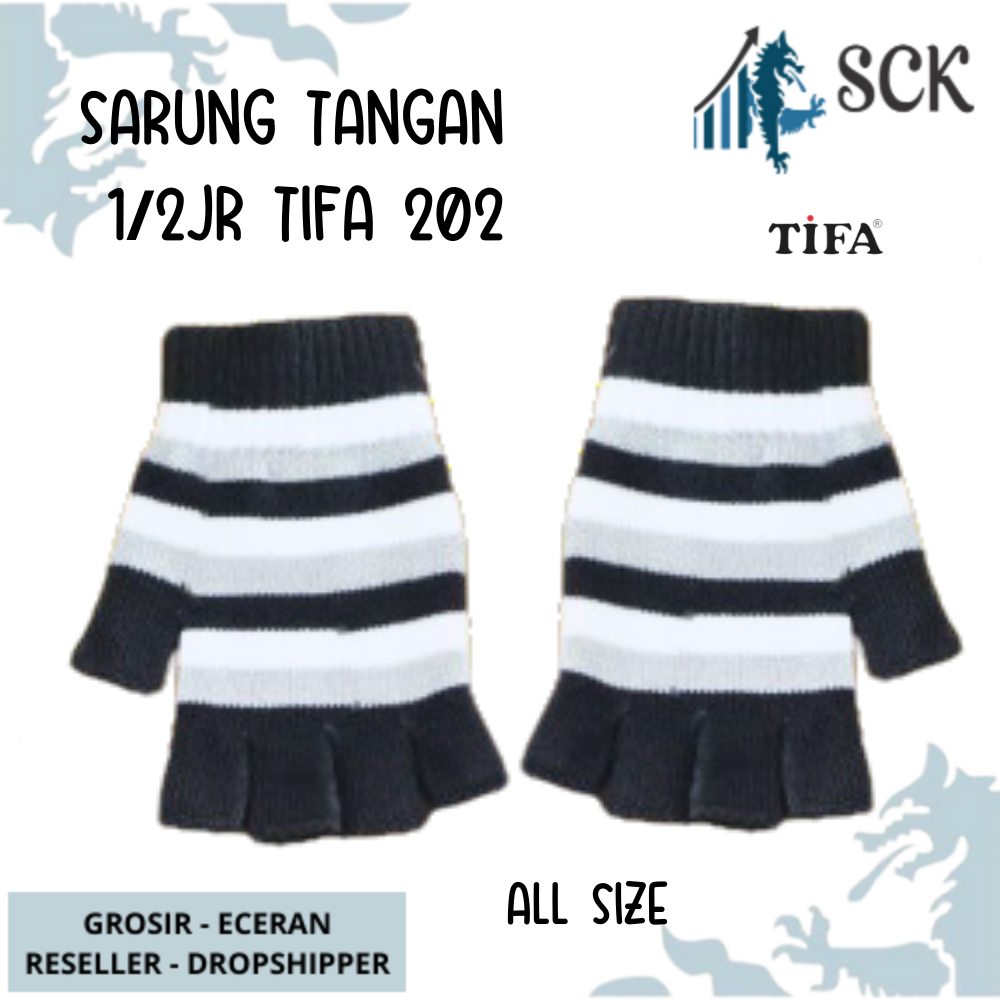 Sarung Tangan TIFA 202 1/2 Jari Strip WARNA / Sarung Tangan Dewasa Polos TIFA 1/2 JARI STRIP 202 / Kaos Tangan Cewek Perempuan Perlengkapan Otomotif - sckmenwear GROSIR