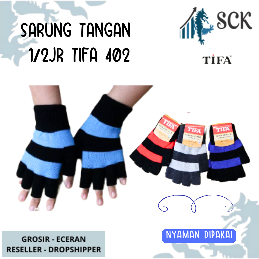 Sarung Tangan TIFA 402 1/2 Jari Garis Salur Polos TIFA KODE 402 1/2 JARI GARIS / Kaos Tangan Laki Perempuan Unisex Perlengkapan Otomotif - sckmenwear GROSIR