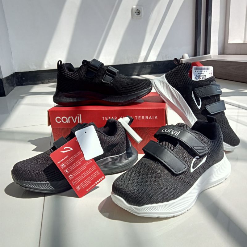 Carvil Sepatu Anak Black/White //Sepatu Sekolah Carvil Anak