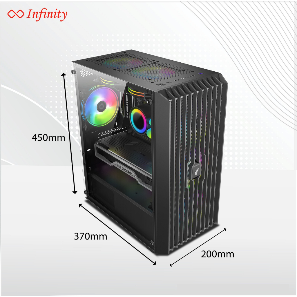 CASING INFINITY POSEIDON V3 WHITE + 3 FAN | mATX Gaming Case