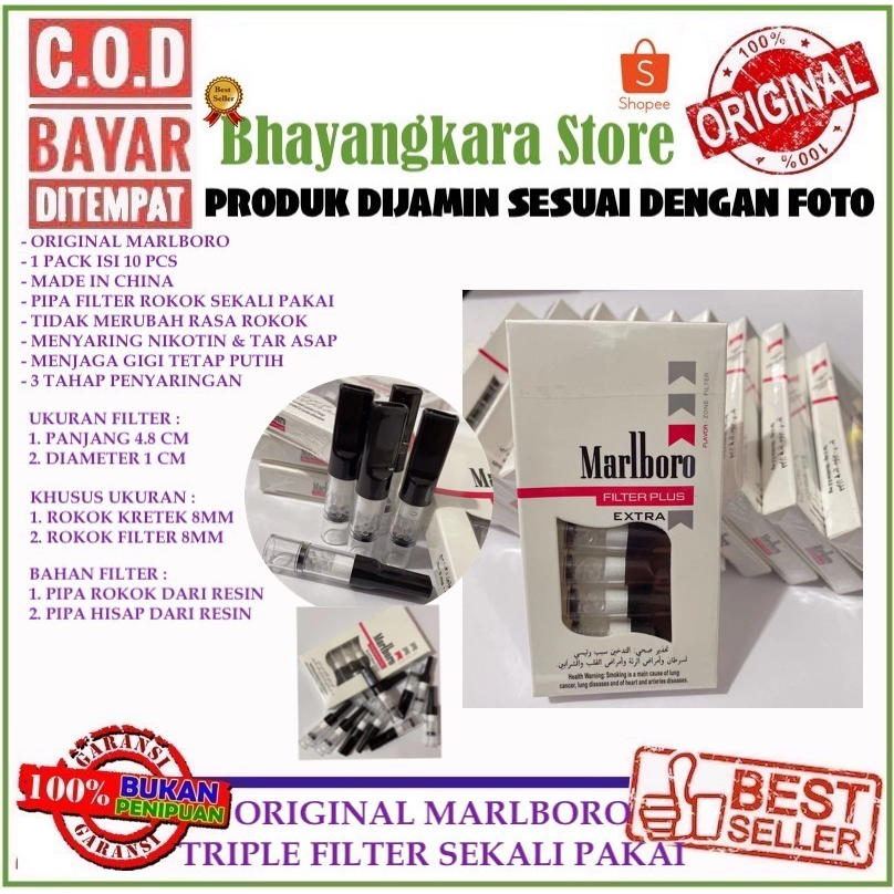 IMPOR MALBORO PIPA TRIPLE FILTER SARINGAN ASAP TIGA PENYARINGAN 1 PACK ISI 10 SEKALI PAKAI KHUSUS 8MM