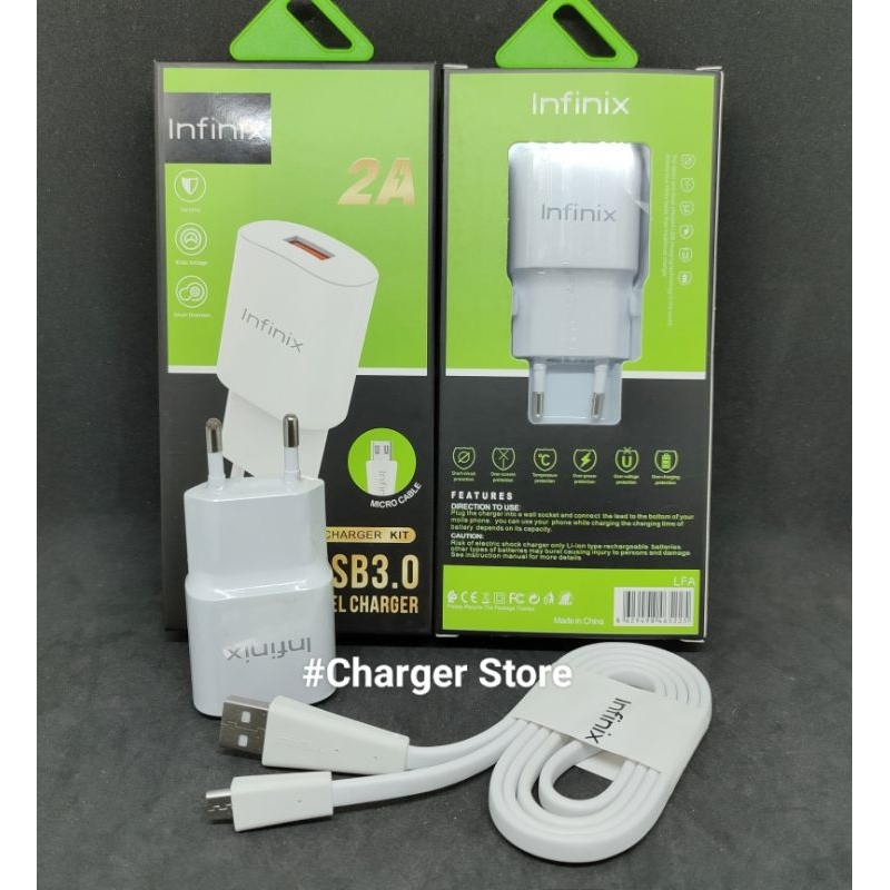 Charger infinix 2A Micro USB ORIGINAL Hot 8 9 10 11 12i Play Hot 10S Hot 10S NFC Hot 20i Smart 4 5 6 7