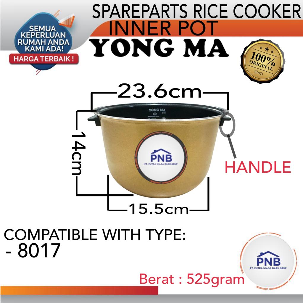 Panci Magic Com Yongma SMC 8017 / Inner Pot Yong Ma 2 Liter