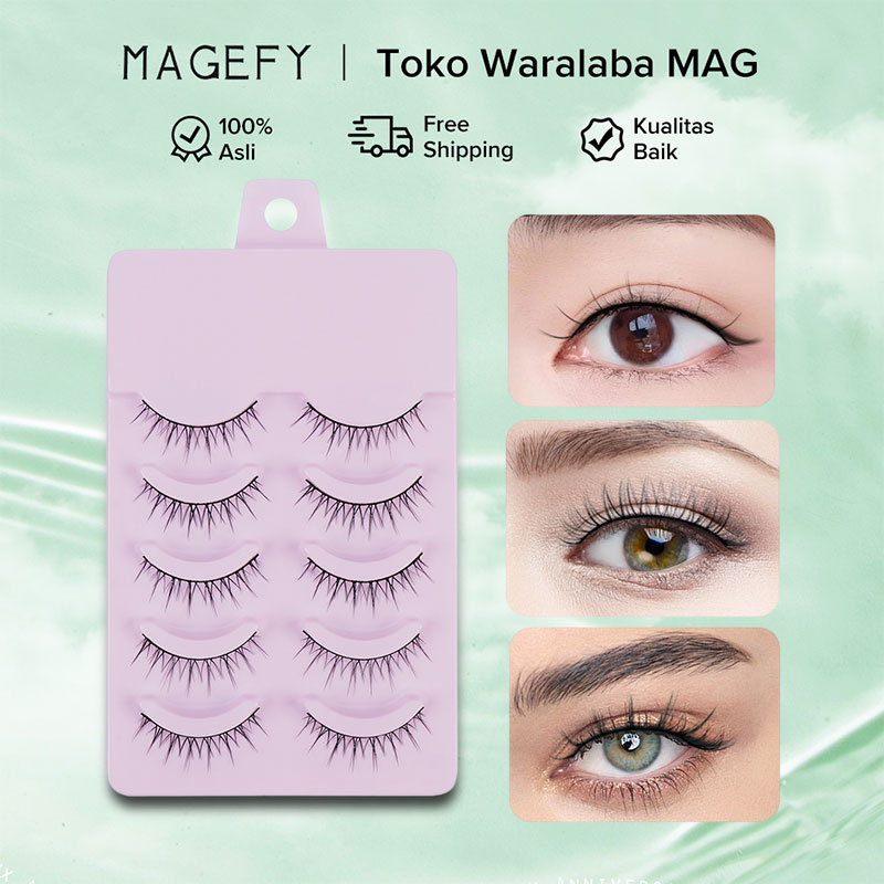 MAGEFY 5 Pasang Manga Bulu Mata Alami Asia Cosplay Bulu Mata Faux Mink Bulu Mata Jepang Korea Bulu Mata Palsu 1464