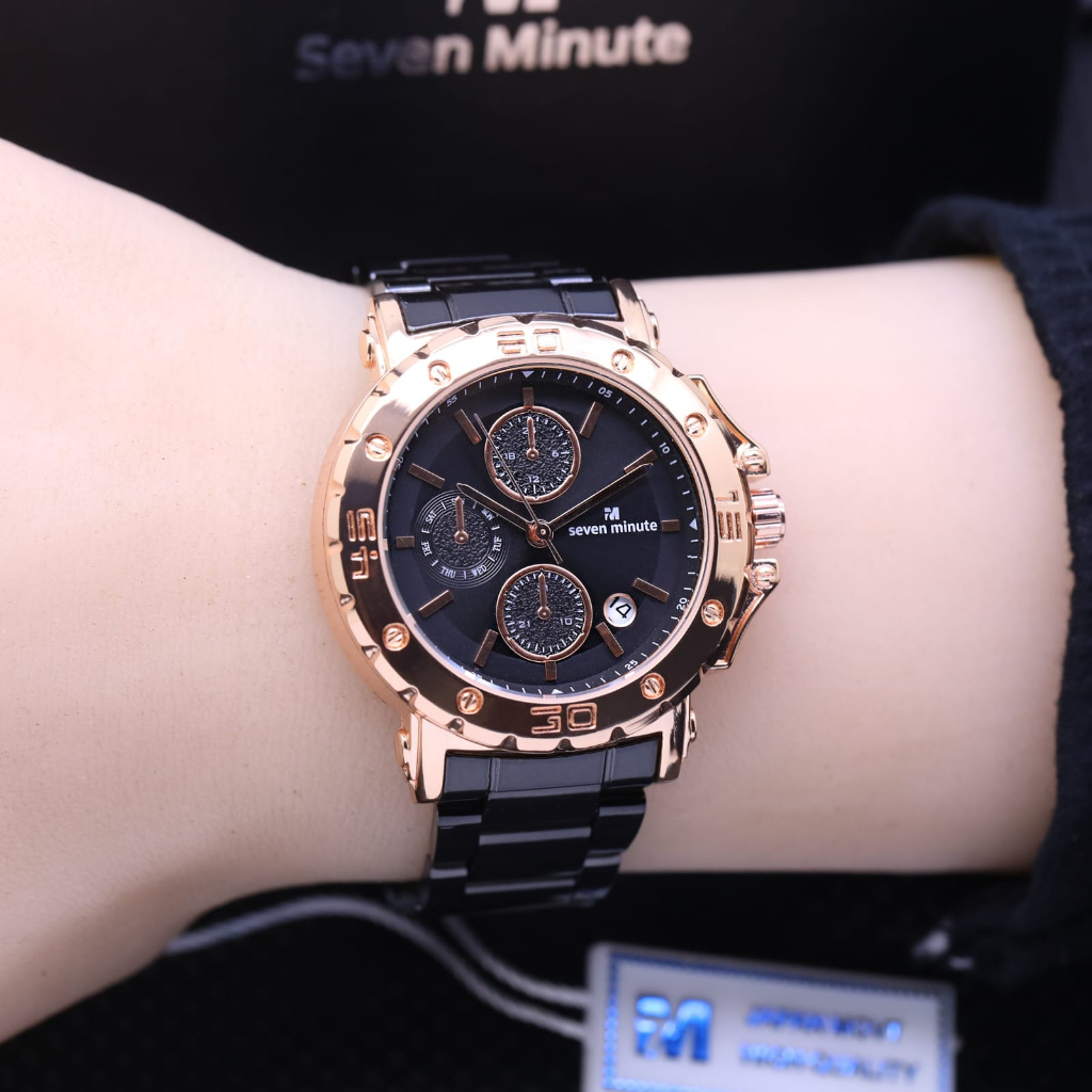 JAM TANGAN WANITA SEVEN MINUTE RANTAI CHRONO OFF M701-LS016