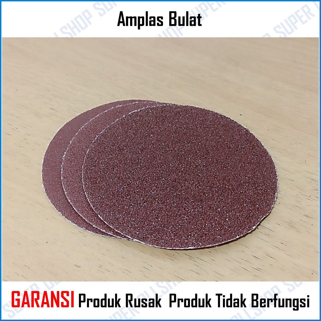 Amplas Bulat Velcro 4&quot; Inch / Amplas Tempel Gerinda 4&quot; Grit 60# 80# 100# Isi 20 Pcs