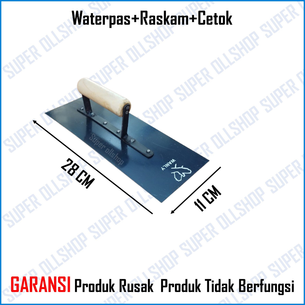 PAKET! Raskam Roskam Galur Alat Plestering Trowel Acian Sendok Semen Lancip Waterpass