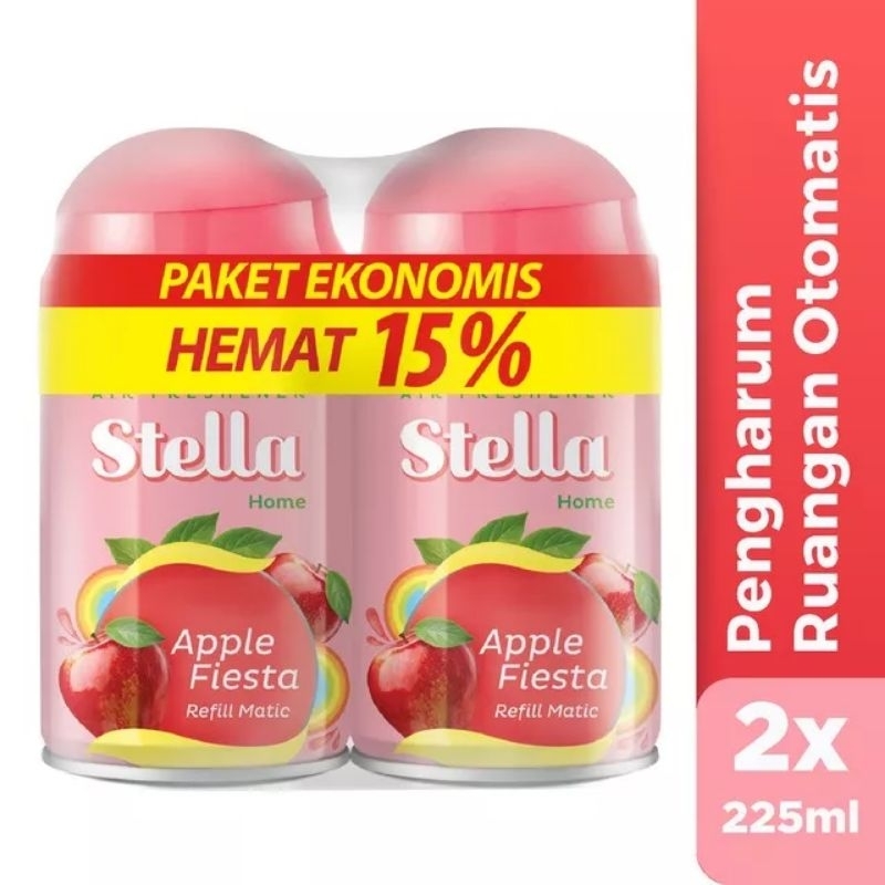 STELLA MATIC REFILL225ML APPLE FIESTA - REFILL PENGHARUM RUANGAN OTOMATIS ISI 2