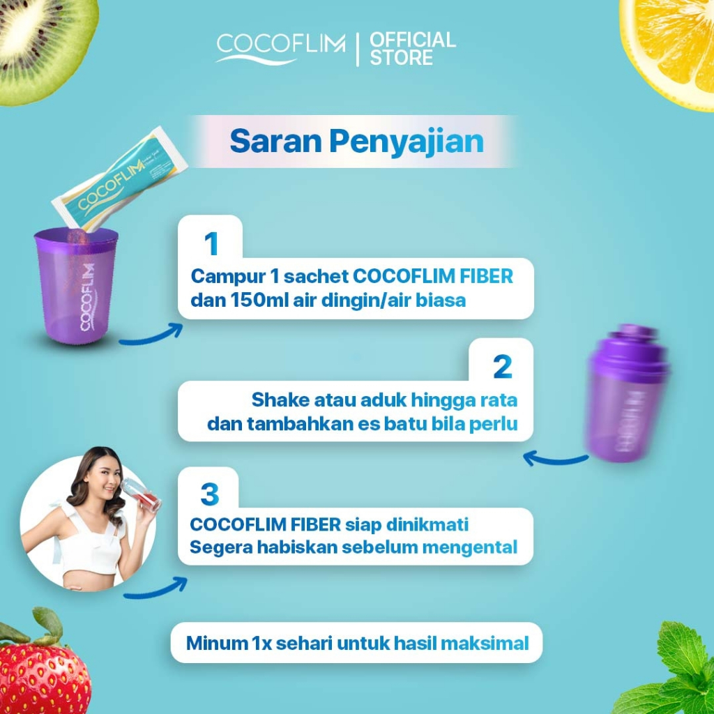 Minuman Serbuk Suplemen Suplement Kesehatan Diet Detox Cocoflim Fiber Serat Pelangsing Penghilang Penurun Pembakar Lemak Berat Badan Tubuh Mengecilkan Perut Buncit Ampuh Cepat Original BPOM Rasa Blackcurrant