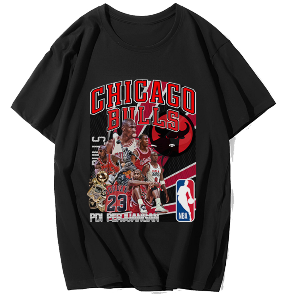 Kaos Chicago Bulls Banteng Merah Kaos Puan Trendy Warna Hitam Kaos Chicago Perjuangan