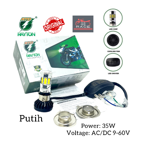 Lampu LED RTD Rayton 6sisi 3sisi | Lampu LED Motor H4 H6 Universal Blue Ice Putih-kuning Putih-putih