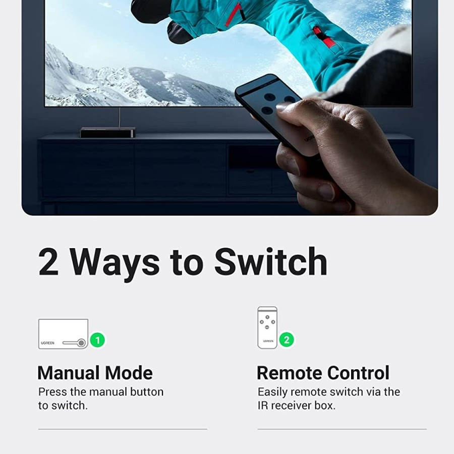 UGREEN ORIGINAL HDMI Switcher 3 in 1 Out 4K 3D with Remote Switch Adapter Splitter Split Ori